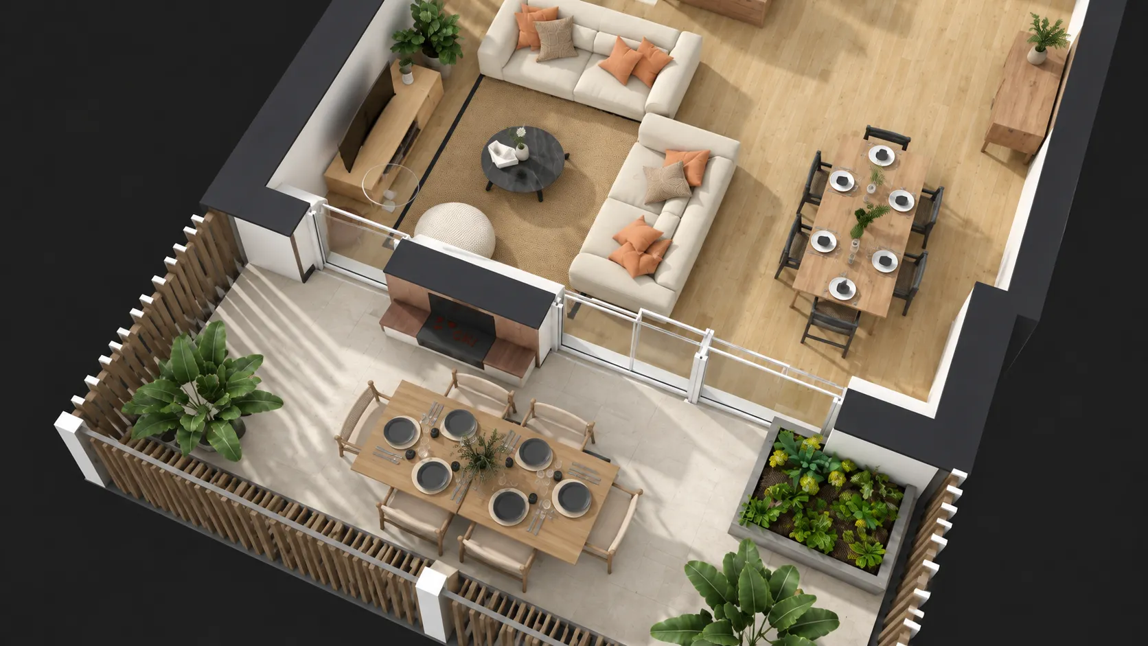 Vue 3D d’un logement à découpe d’étages